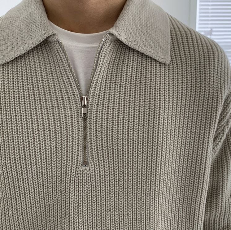 Tobias - Knitted Jumper With Zip Fastening