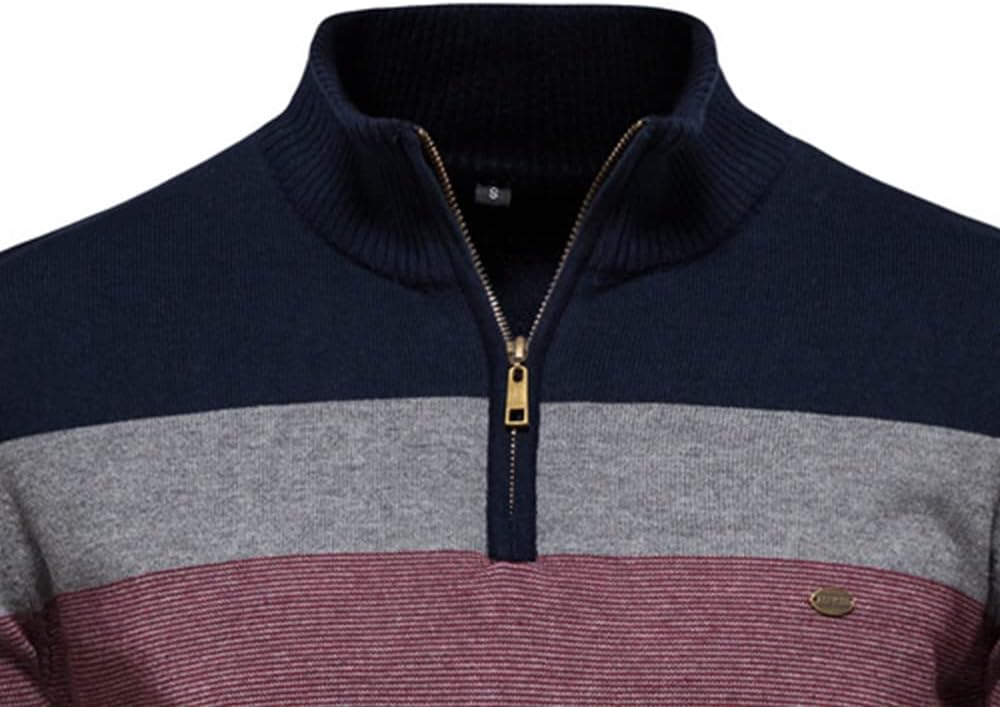 Men's Quarter-Zip Striped Sweater