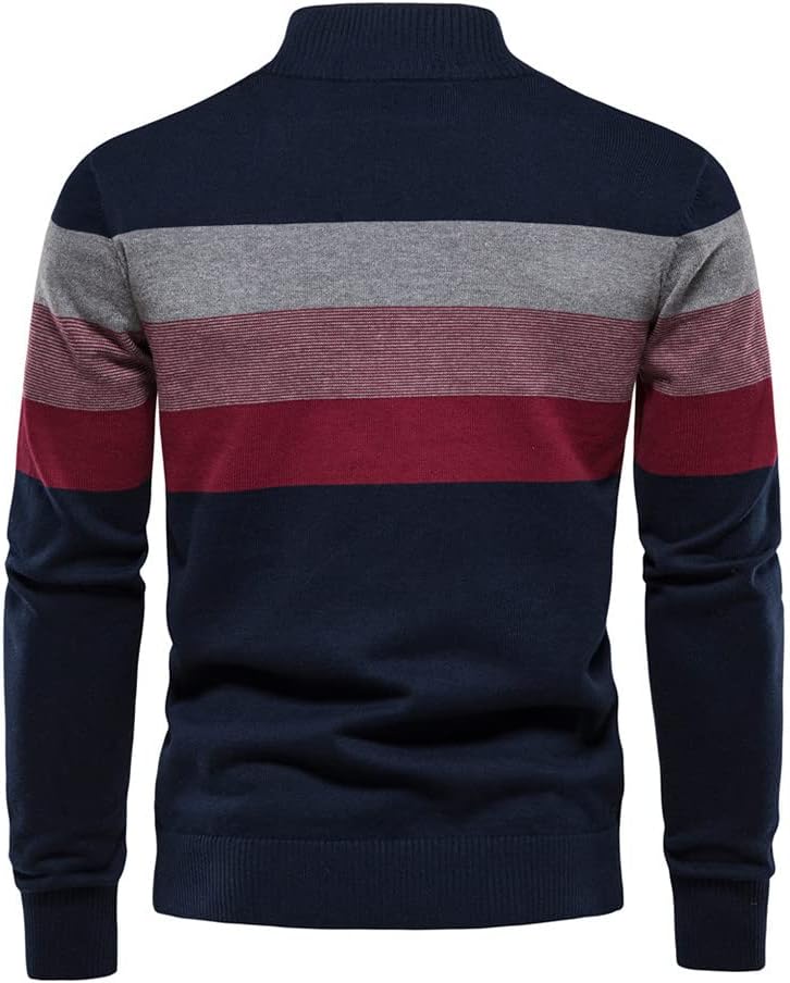 Men's Quarter-Zip Striped Sweater