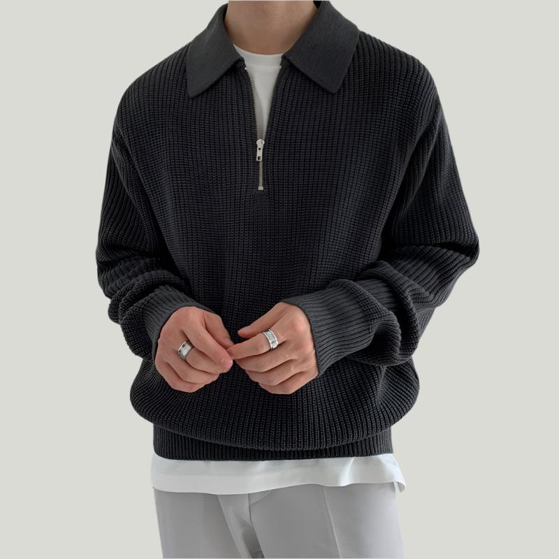 Tobias - Knitted Jumper With Zip Fastening